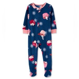 Carters Cozy Blue Snowflake hot cocoa Onesie  Pajamas